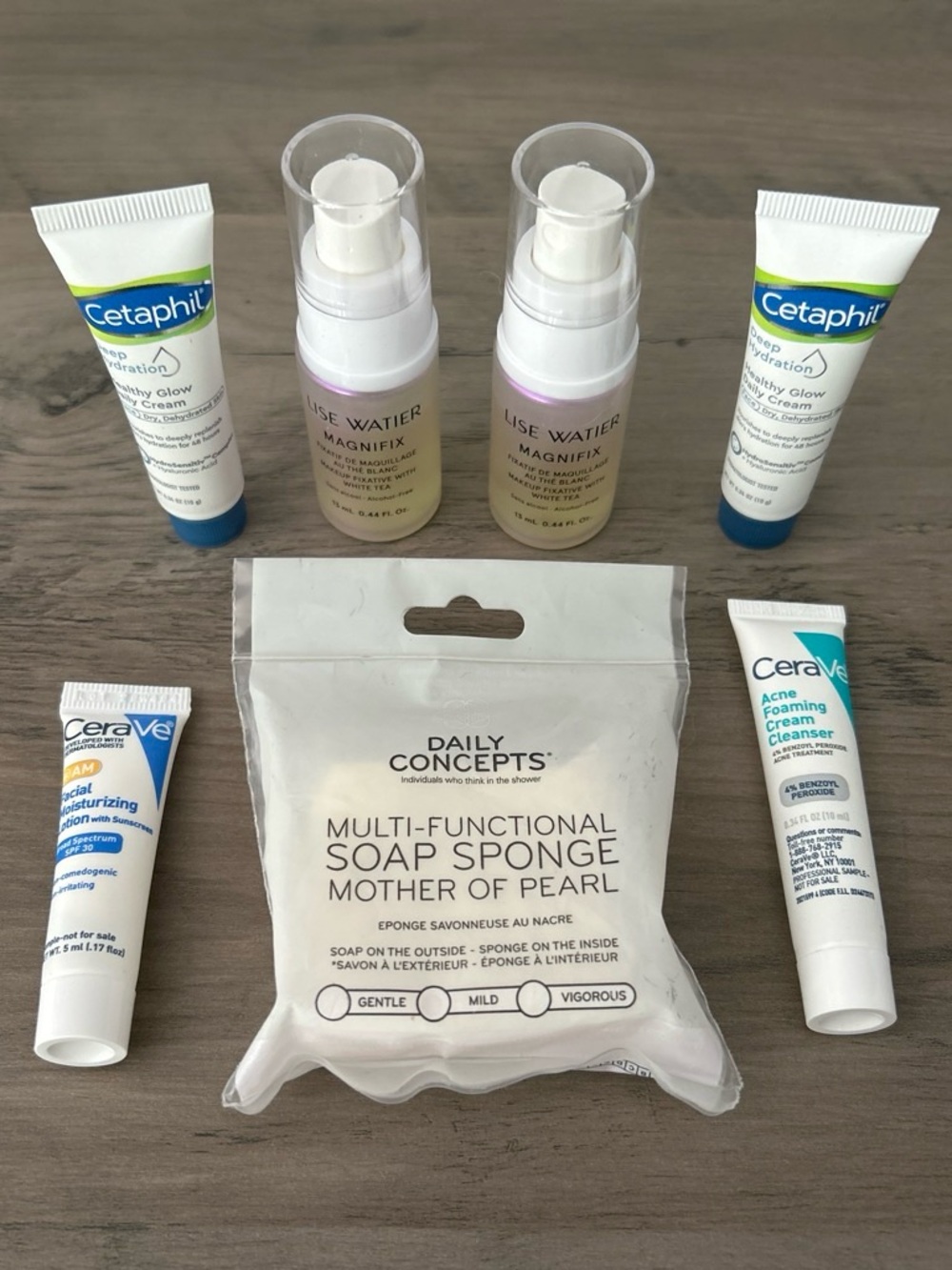 Mother of Pearl Multi-Functional Soap Sponge - White & Skincare Bundle